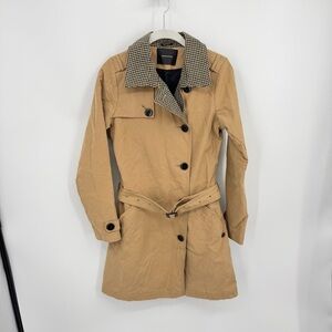 Maison Scotch heavy cotton trench. Size petite sz XS tan with black collar